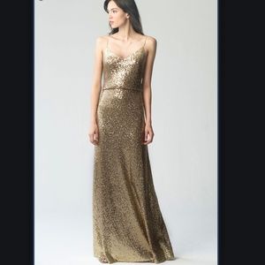 Jenny Yoo Long Bridesmaid Dress Jules Gold Sequin